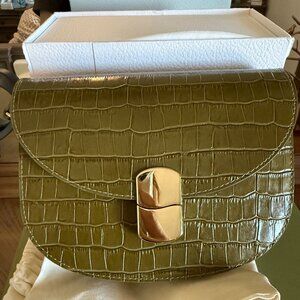 Sezane Claude Bag NWT Pistachio Croco Leather